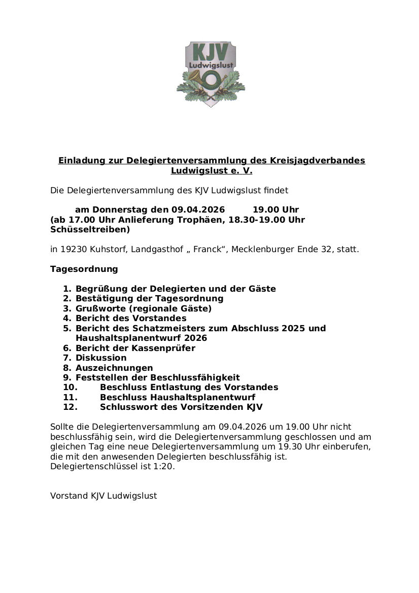 Einladung KDK Ludwigslust 2026